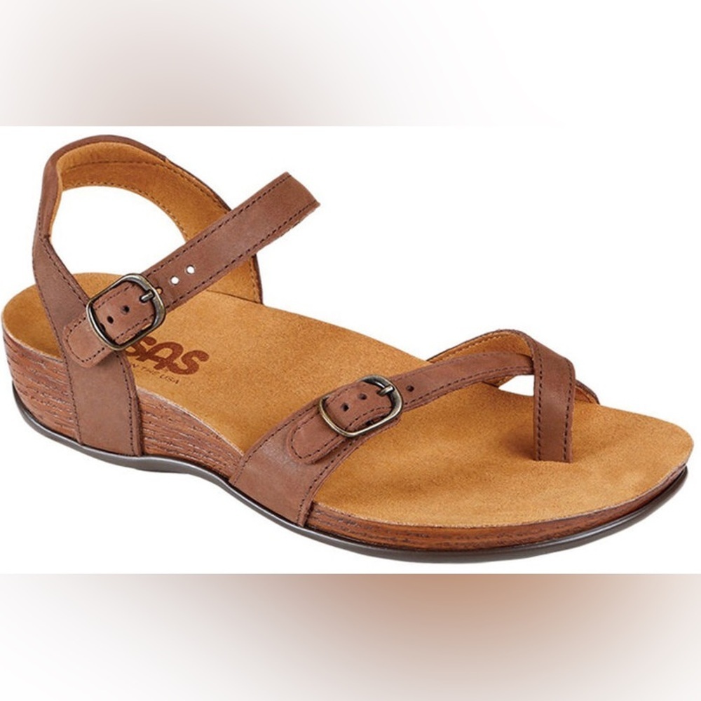 SAS Pampa Brown Leather Toe Loop Sandals Size 10.5